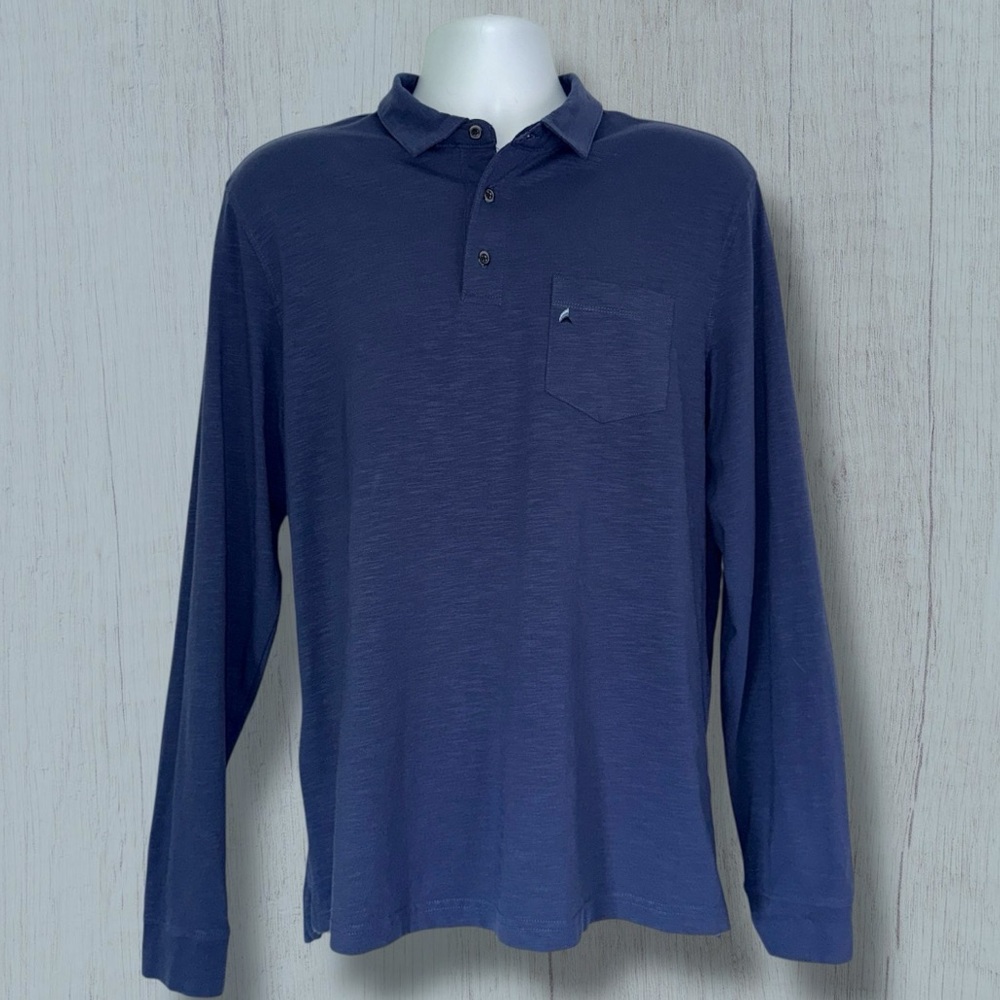 Tailor Vintage Aerotech Performance Long Sleeve Polo Shirt Blue Large